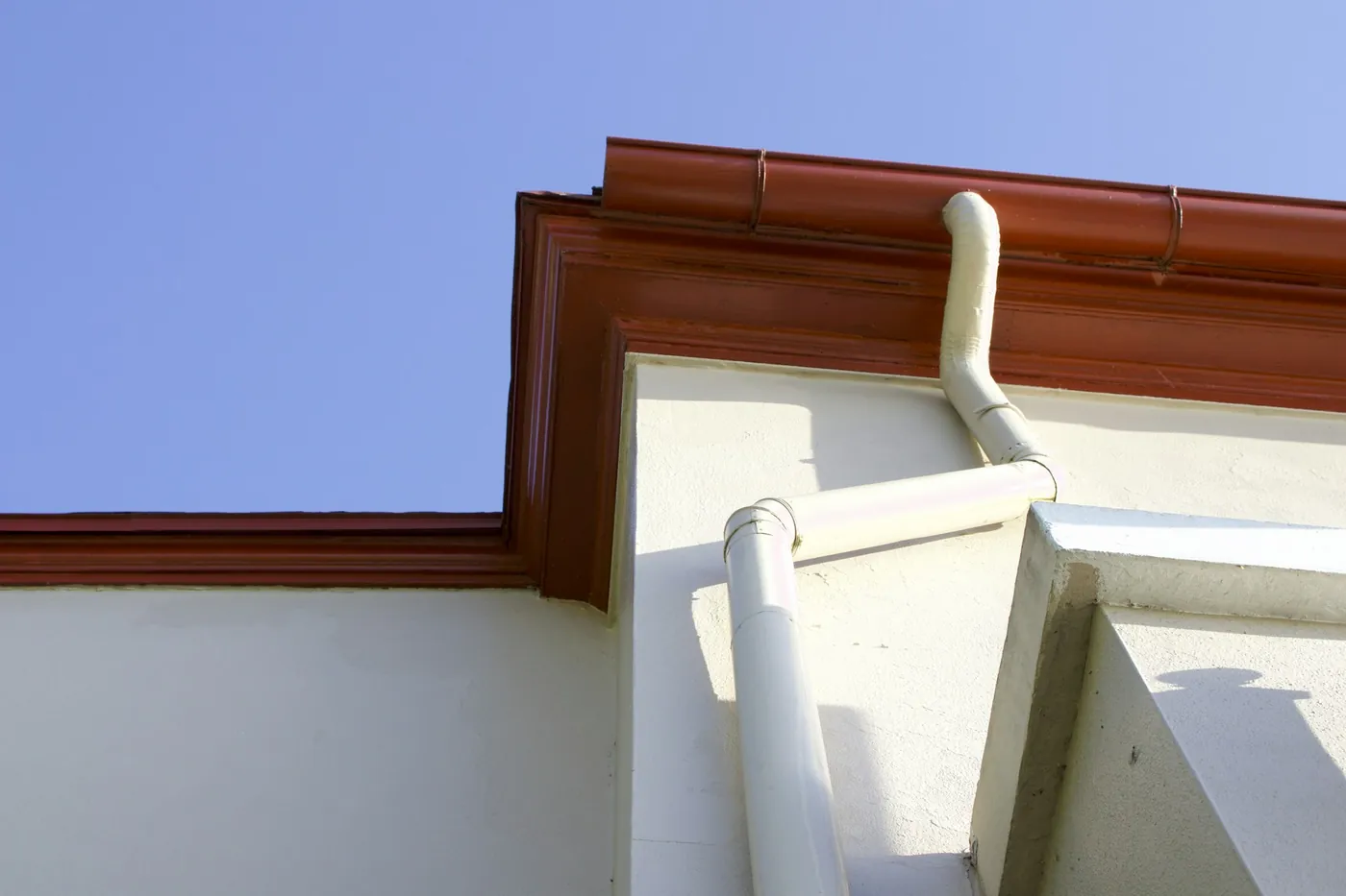 Gutter, downspout and fascia on a home exterior