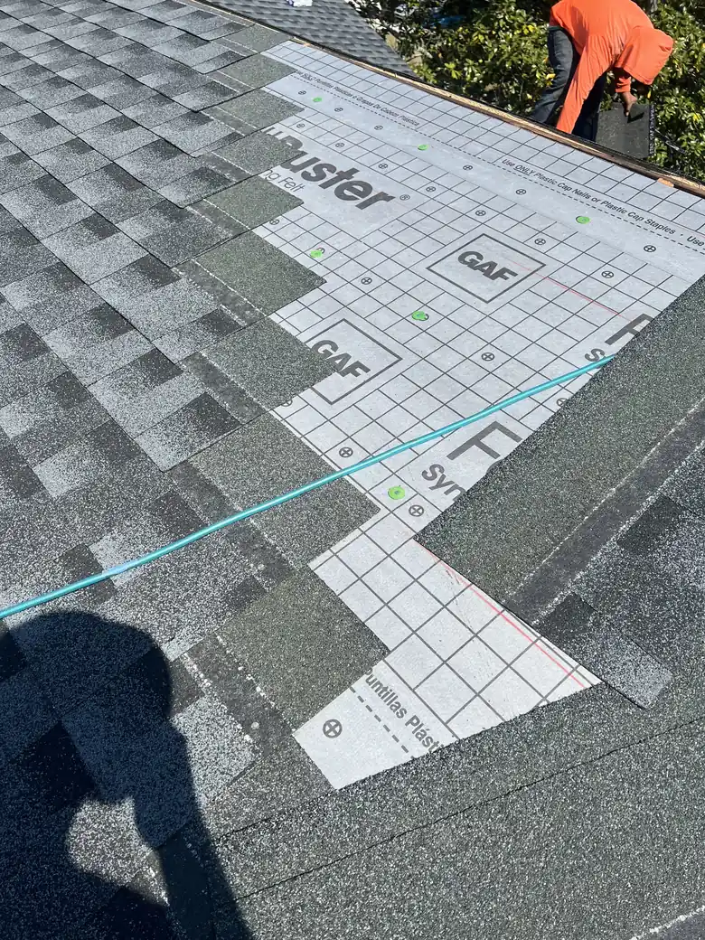 New architectural shingles installed over synthetic underlayment